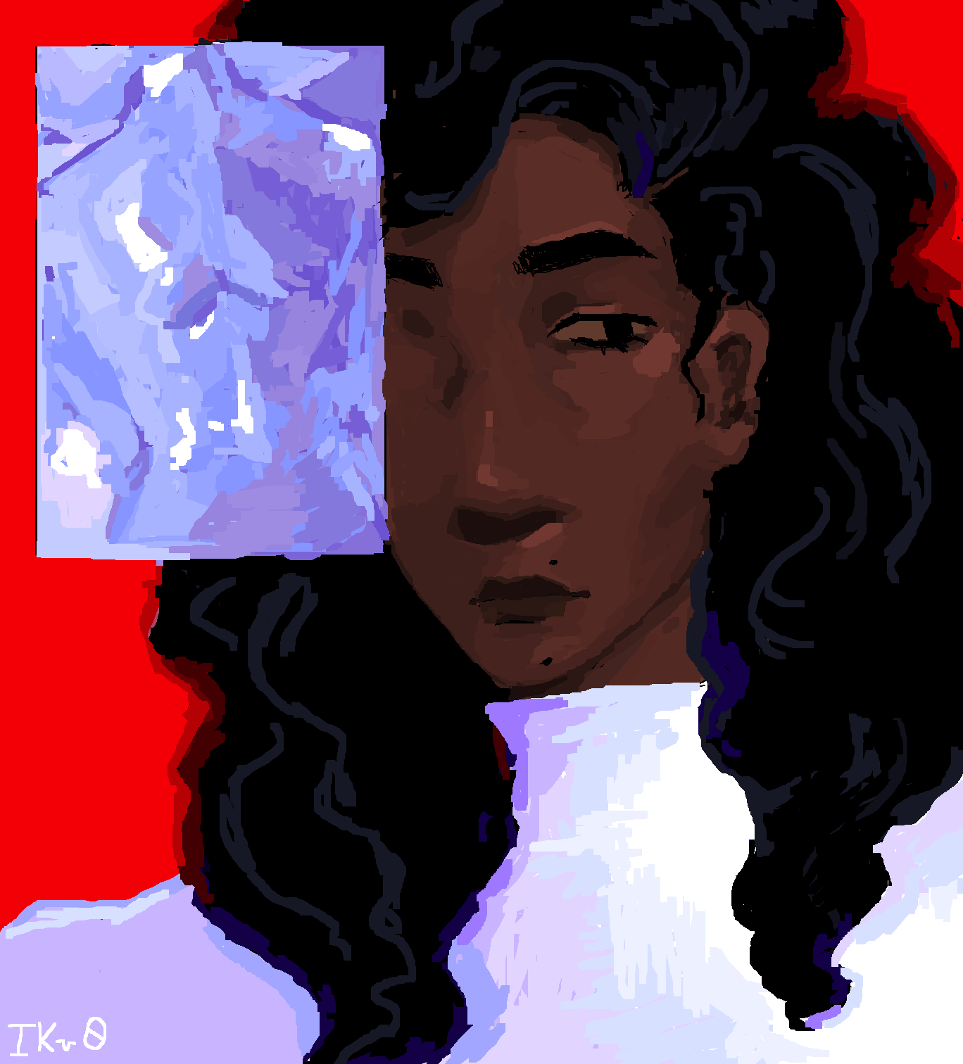 A digital illustrated portrait of a dark-skin woman