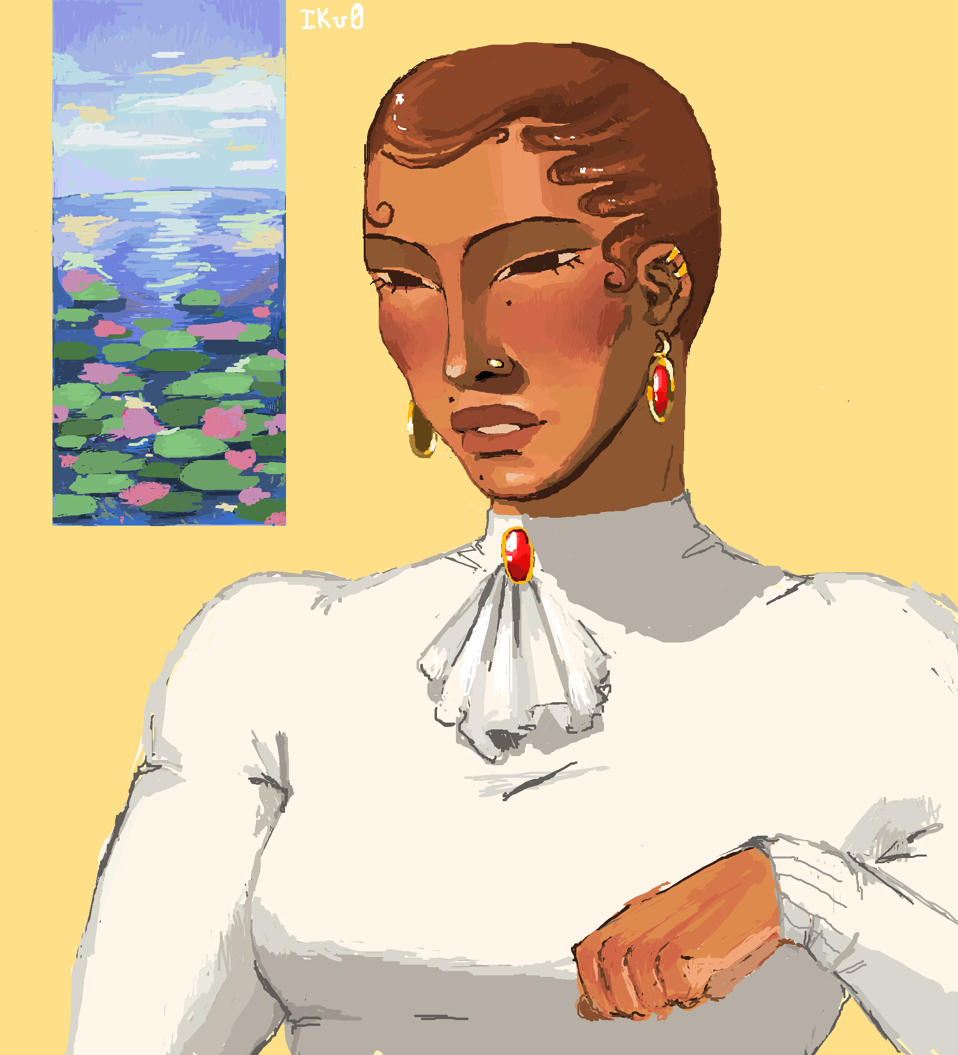 A digital illustrated portrait of a black woman