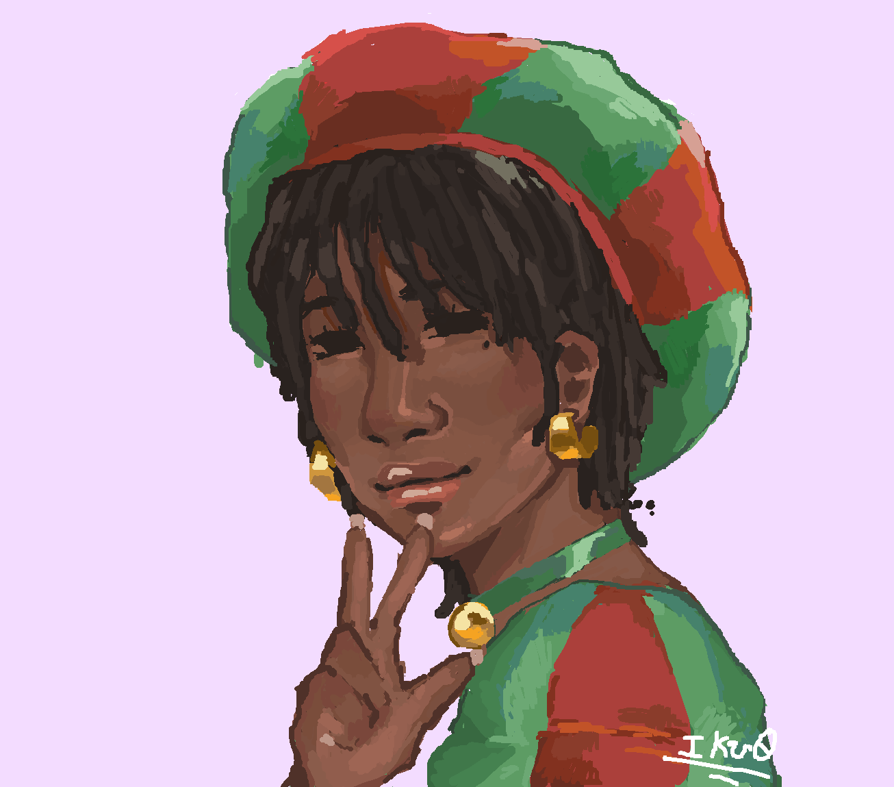 A digital illustrated portrait of a black woman