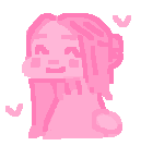 A happy pink emote